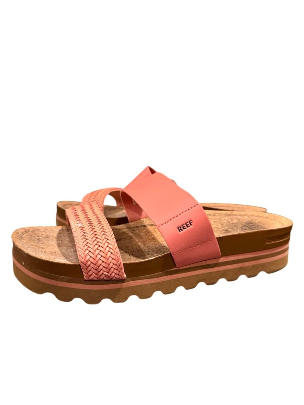 Reef Platform Slide Sandals Women's Size 10 Coral Pink Double Strap EUC